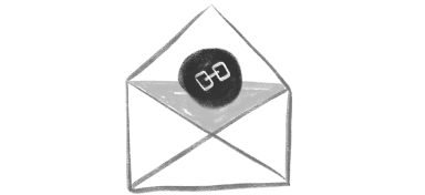 An illustration of an envelope with a chain link inside.